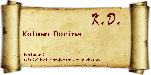 Kolman Dorina névjegykártya